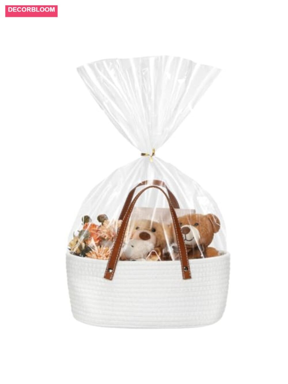 Woven Cotton Rope Storage Basket with PU Handles, Rectangular, 12x8x5 - Gift